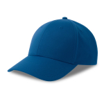 Cappellino da baseball in poliestere ecologico, 6 pannelli e chiusura in velcro color blu reale