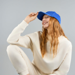 Cappellino da baseball in poliestere ecologico, 6 pannelli e chiusura in velcro vue 1