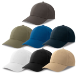 Cappellino da baseball in poliestere ecologico, 6 pannelli e chiusura in velcro vue avec plusieurs couleurs