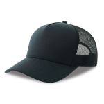 Cappellino trucker in poliestere riciclato a 5 pannelli con rete posteriore color blu mare
