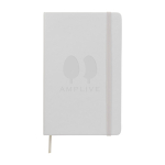 Taccuino grande formato con chiusura elastica Moleskine a righe color bianco vista dettaglio con logo