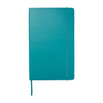 Taccuino grande formato con chiusura elastica Moleskine a righe color azzurro pastello seconda vista frontale