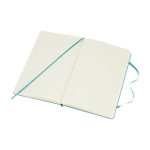 Taccuino grande formato con chiusura elastica Moleskine a righe color azzurro pastello quarta vista