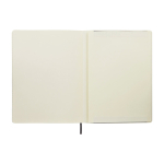 Taccuino Moleskine Classic con copertina morbida e chiusura elastica, pagine a righe color nero terza vista posteriore