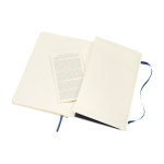 Taccuino Moleskine Classic a righe con nota ”in caso di smarrimento” color blu terza vista posteriore