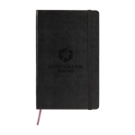 Taccuino Moleskine Classic a pagine lisce con avviso ”in caso di smarrimento” color nero vista dettaglio con logo