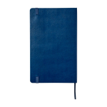 Taccuino Moleskine Classic a pagine lisce con avviso ”in caso di smarrimento” color blu seconda vista posteriore
