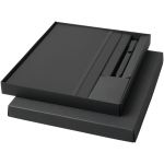 Set regalo con taccuino con copertina rigida e penna a inchiostro nero color nero seconda vista
