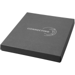Set regalo con taccuino con copertina rigida e penna a inchiostro nero color nero vista con stampa serigrafica