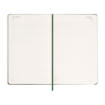 Agenda in carta effetto pelle con vista giornaliera e copertina rigida Moleskine color verde quarta vista