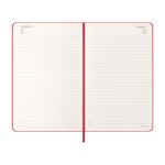 Agenda in carta effetto pelle con vista giornaliera e copertina rigida Moleskine color rosso scuro quarta vista