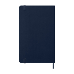 Agenda settimanale 12 mesi in carta effetto pelle con copertina rigida Moleskine color blu seconda vista posteriore
