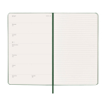 Agenda settimanale 12 mesi in carta effetto pelle con copertina rigida Moleskine color verde quarta vista