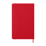 Agenda settimanale 12 mesi in carta effetto pelle con copertina rigida Moleskine color rosso scuro seconda vista posteriore