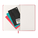 Agenda settimanale 12 mesi in carta effetto pelle con copertina rigida Moleskine color rosso scuro seconda vista