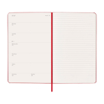 Agenda settimanale 12 mesi in carta effetto pelle con copertina rigida Moleskine color rosso scuro quarta vista