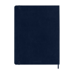 Agenda settimanale grande in carta color cuoio con copertina morbida Moleskine color blu seconda vista posteriore