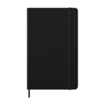 Agenda settimanale verticale con chiusura elastica e tasca interna Moleskine color nero seconda vista frontale