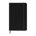 Agenda giornaliera tascabile con copertina rigida e tasca interna Moleskine color nero seconda vista frontale