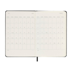 Agenda giornaliera tascabile con copertina rigida e tasca interna Moleskine color nero terza vista