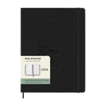 Agenda settimanale grande con chiusura elastica e copertina rigida Moleskine color nero vista dettaglio con logo