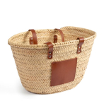 Borsa a cesta grande in palma ideale per la spiaggia, prodotta nell’UE color naturale prima vista