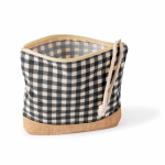 Beauty case in cotone riciclato e juta con design a quadretti 220 g/m² color nero seconda vista