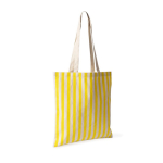 Borsa in cotone riciclato con manici lunghi e design a righe 180 g/m² color giallo prima vista