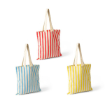 Borsa in cotone riciclato con manici lunghi e design a righe 180 g/m² color corallo quinta vista