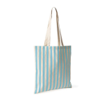 Borsa in cotone riciclato con manici lunghi e design a righe 180 g/m² color azzurro pastello prima vista