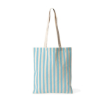 Borsa in cotone riciclato con manici lunghi e design a righe 180 g/m² color azzurro pastello