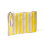 Beauty case in cotone riciclato con laccetto tipo bracciale 180 g/m² color giallo prima vista