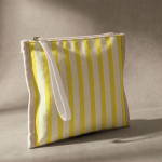Beauty case in cotone riciclato con laccetto tipo bracciale 180 g/m² color giallo seconda vista