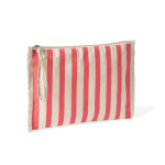 Beauty case in cotone riciclato con laccetto tipo bracciale 180 g/m² color corallo prima vista
