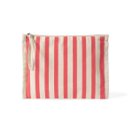 Beauty case in cotone riciclato con laccetto tipo bracciale 180 g/m² color corallo
