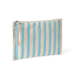 Beauty case in cotone riciclato con laccetto tipo bracciale 180 g/m² color azzurro pastello prima vista
