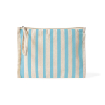 Beauty case in cotone riciclato con laccetto tipo bracciale 180 g/m² color azzurro pastello