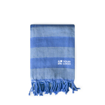 Pareo a righe in cotone riciclato ideale per la spiaggia 340 g/m² color blu vista area di stampa