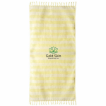 Pareo a righe in cotone riciclato ideale per la spiaggia 340 g/m² color giallo quarta vista