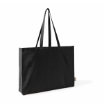 Borsa oversize in cotone riciclato con soffietto e manici lunghi 220 g/m² color nero prima vista