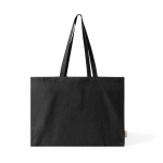 Borsa oversize in cotone riciclato con soffietto e manici lunghi 220 g/m² color nero