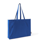 Borsa oversize in cotone riciclato con soffietto e manici lunghi 220 g/m² color blu prima vista