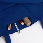 Borsa oversize in cotone riciclato con soffietto e manici lunghi 220 g/m² color blu sesta vista