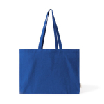 Borsa oversize in cotone riciclato con soffietto e manici lunghi 220 g/m² color blu
