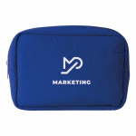 Beauty case in nylon e poliestere con zip abbinata color blu terza vista