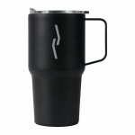 Bicchiere termico in acciaio inox antigoccia con manico 600 ml color nero quinta vista