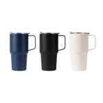 Bicchiere termico in acciaio inox antigoccia con manico 600 ml color beige quinta vista