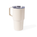 Bicchiere termico in acciaio inox antigoccia con manico 600 ml color beige
