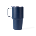 Bicchiere termico in acciaio inox antigoccia con manico 600 ml color blu mare seconda vista