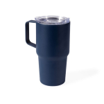 Bicchiere termico in acciaio inox antigoccia con manico 600 ml color blu mare